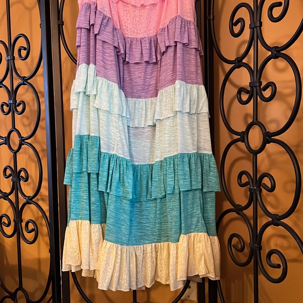 PITUSA Rainbow Ruffle Swim Cover-Up Dress - Picture 10 of 14